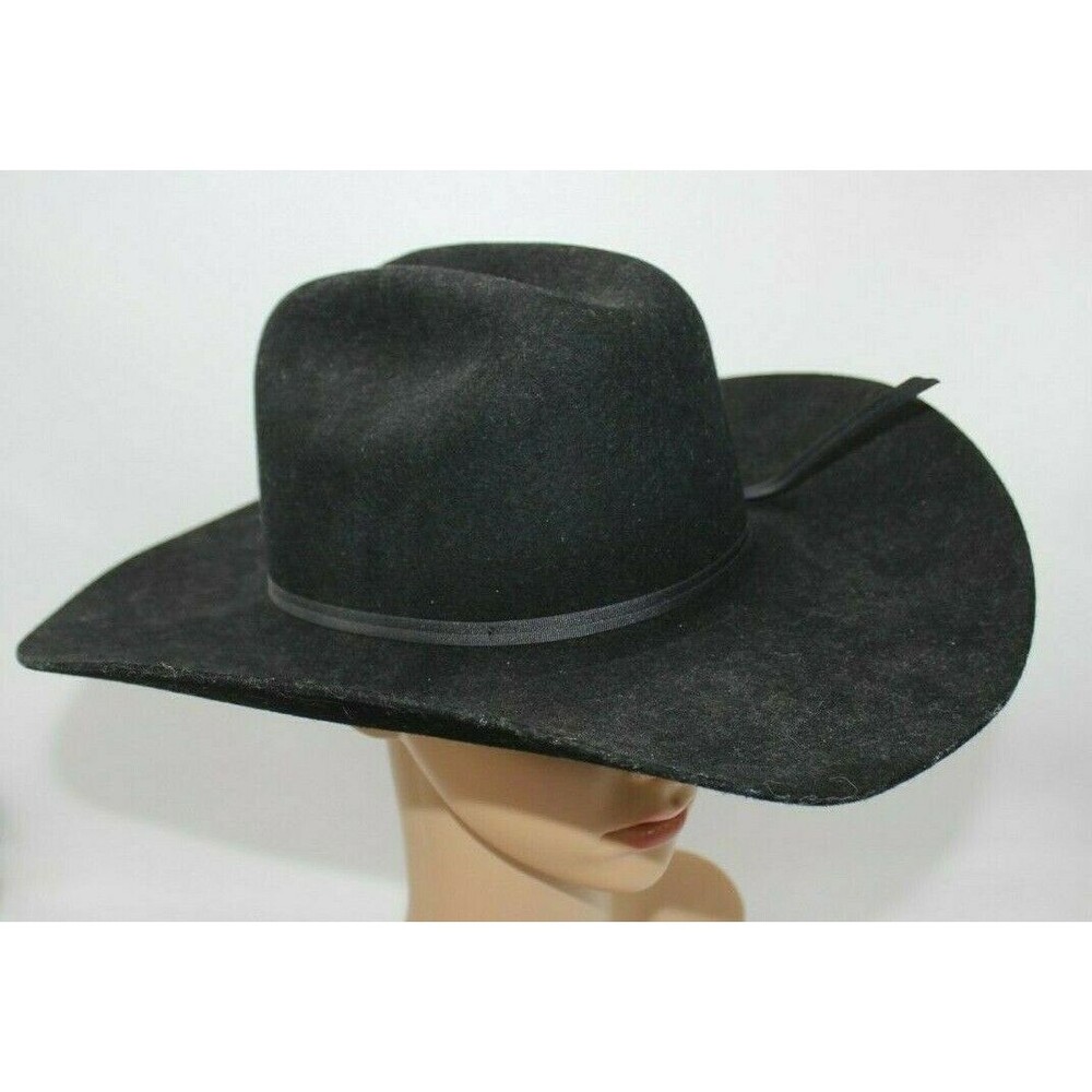 Schneiders Cowboy Hat Showman Western 6 7/8 Long Oval Black Rodeo Show Wool